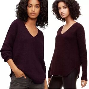 Aritzia Wilfred Free Wolter Sweater purple plum S small Waffle knit Merino wool
